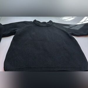 Quince Women’s Black Cotton Fisherman Sweater